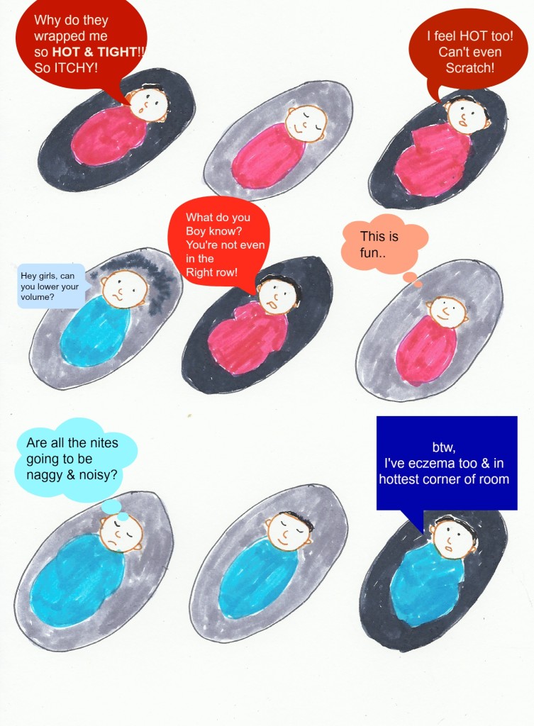Newborn Eczema Babies room - Inspired by New Yorker Cartoonist Liza Donnelly, from her book 'When do they Serve the Wine?'