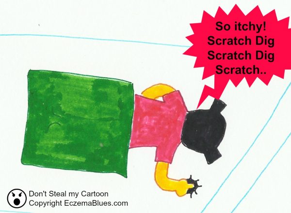 Eczema Sleep affected by Scratching Cartoon